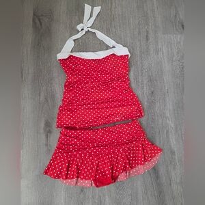 Lauren Ralph Lauren classic retro 2 Pc Swimsuit Polka Dot Red Whitesize 10